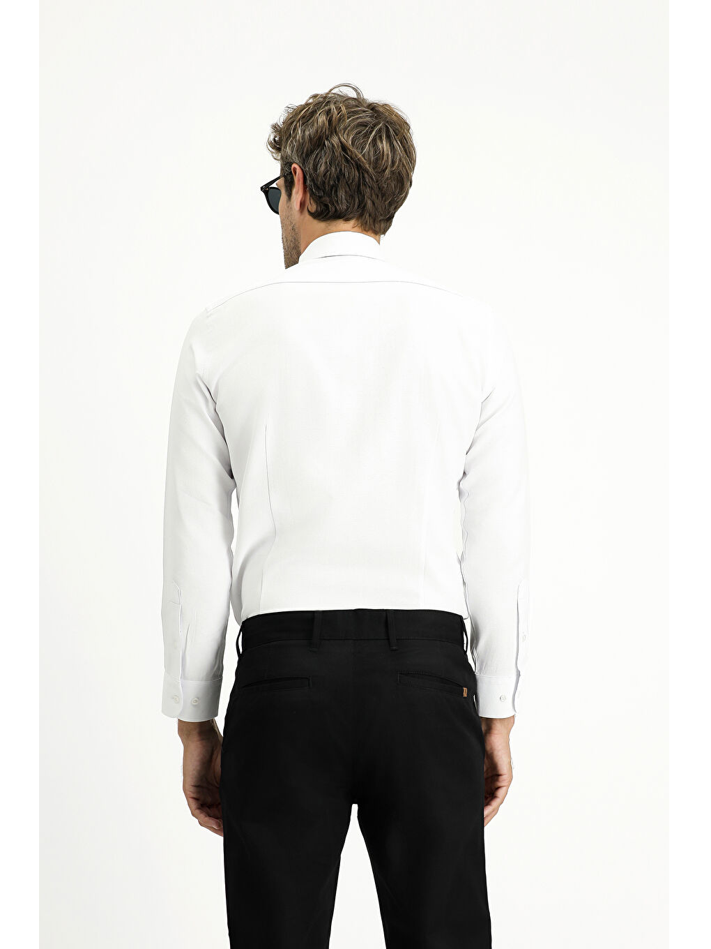 Beyaz Uzun Kol Slim Fit Klasik Yaka Oxford Pamuklu Kolay Ütülenebilir Büyük Beden Gömlek-3