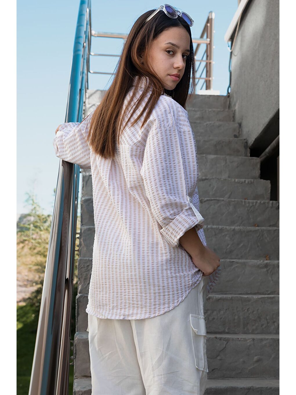 Bej Kız Çocuk Kargo Cepli 2'li Takım 20504-3