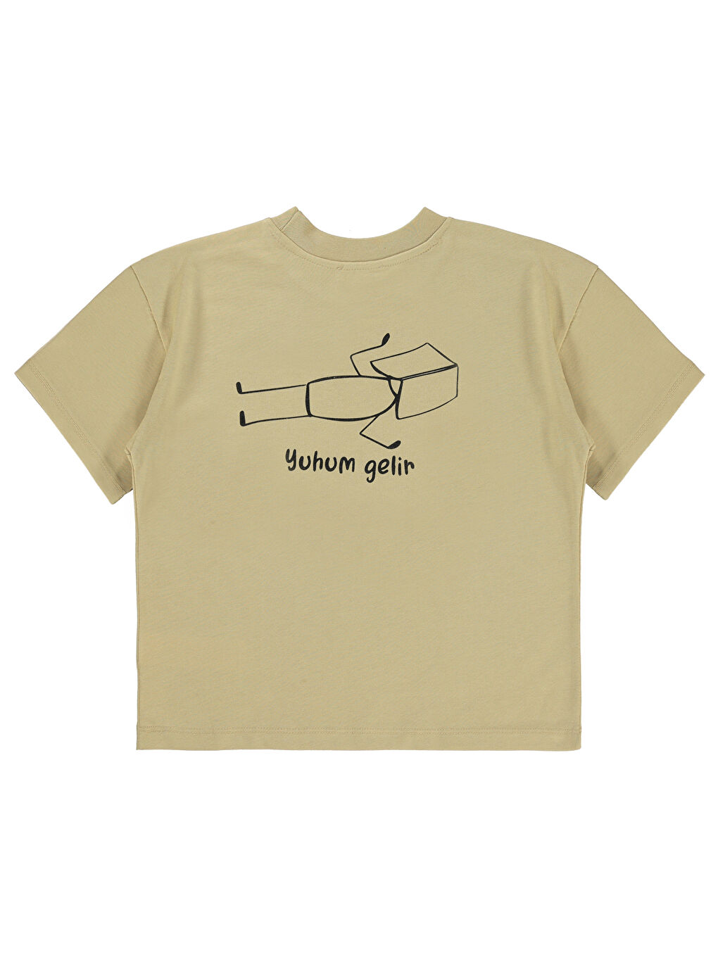 Ekru Mivil Oversize Çocuk Tişört 6-9 Yaş Yulaf Sütü-1