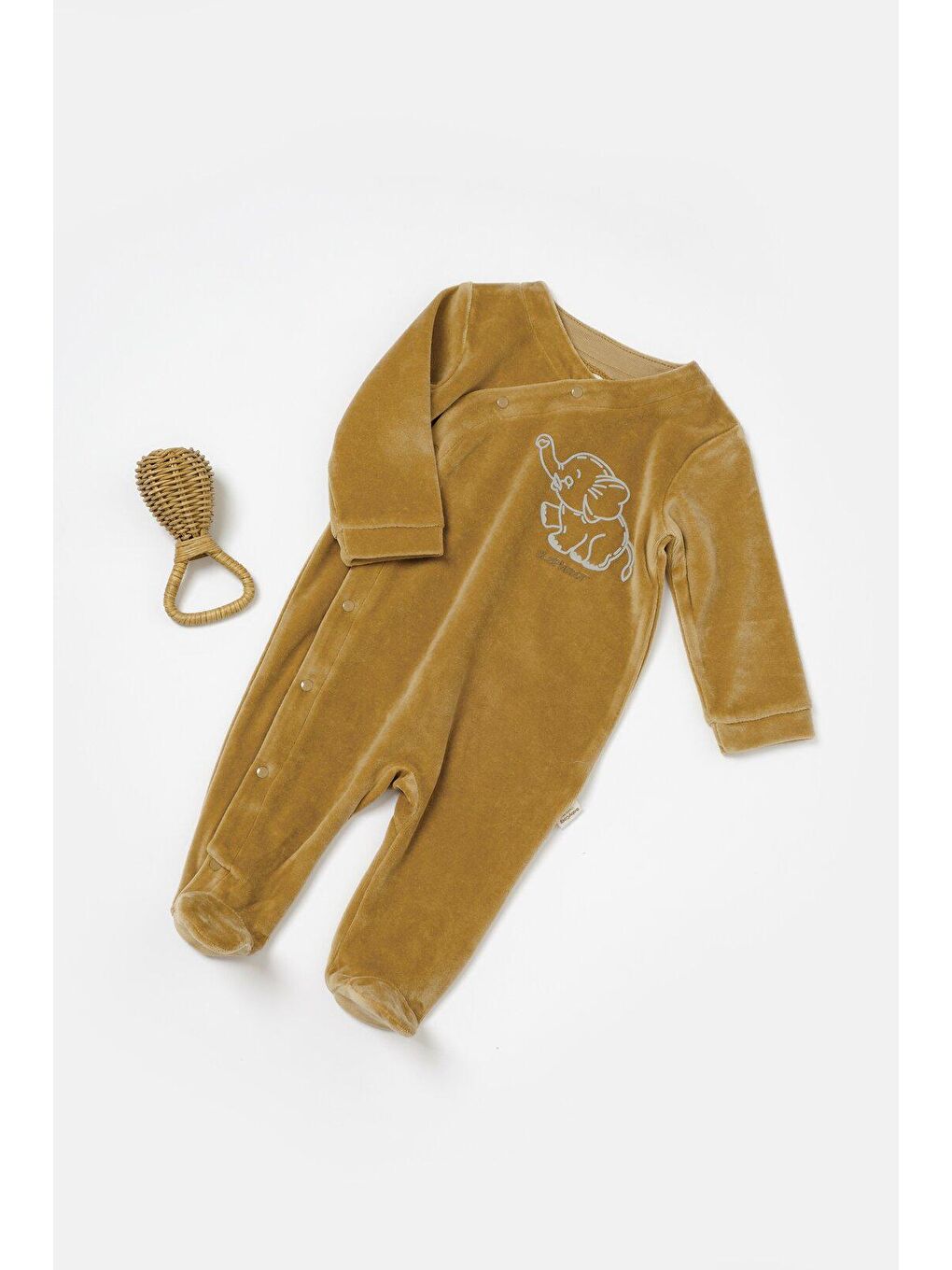 Sarı Kadife Patikli Tulum