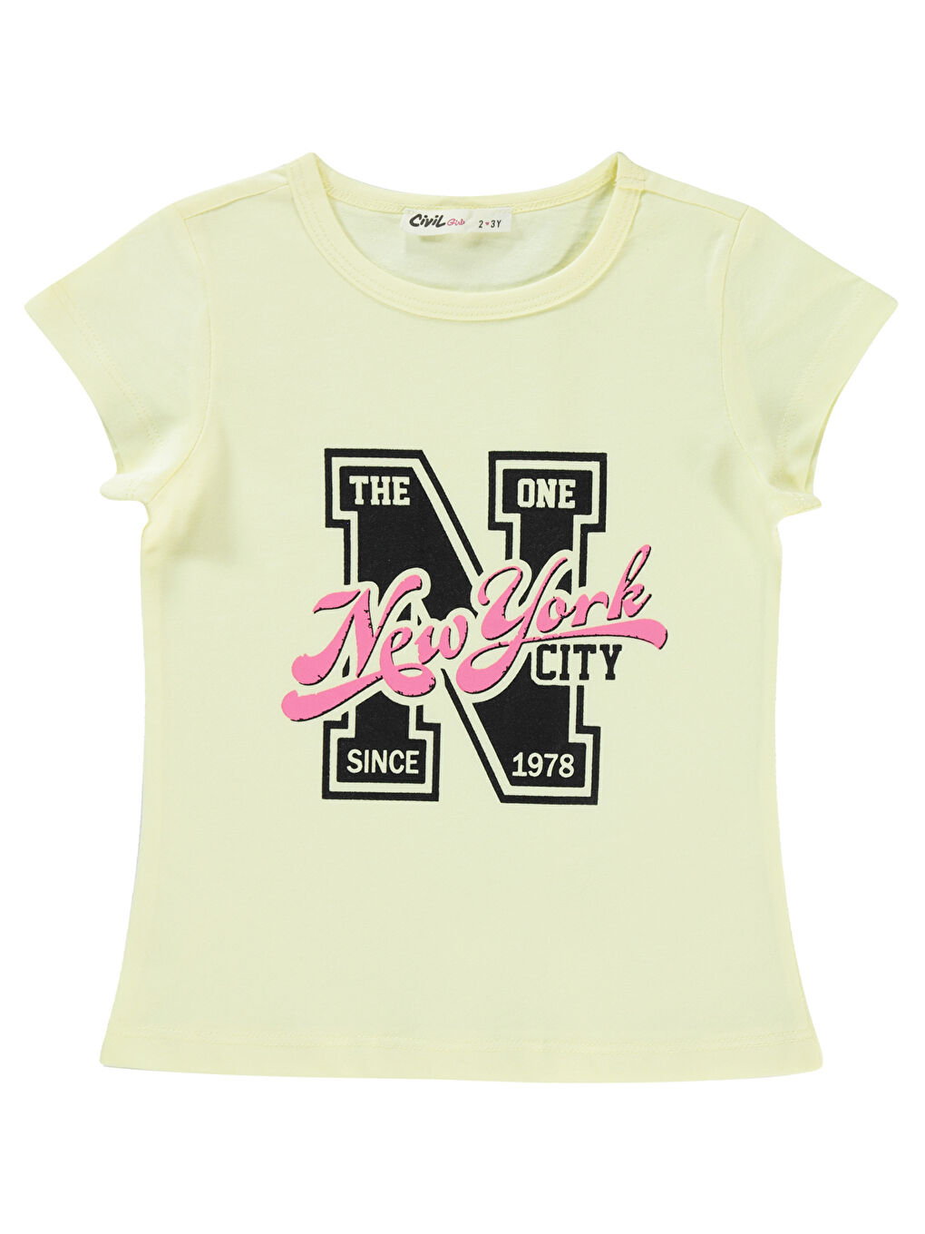 Beyaz Kız Çocuk Tişört 2-5 Yaş Tebeşir