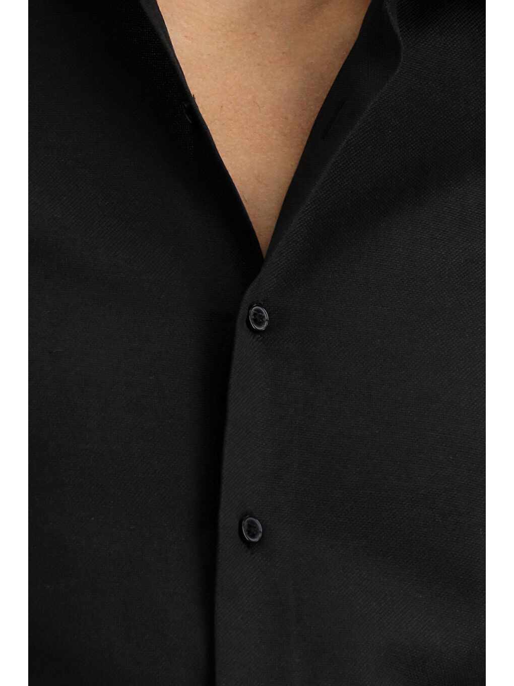 Siyah Uzun Kol Slim Fit Klasik Yaka Oxford Pamuklu Kolay Ütülenebilir Büyük Beden Gömlek-4