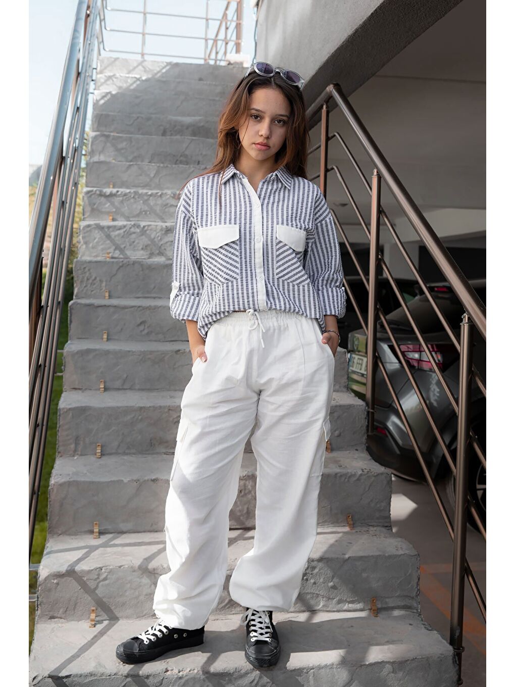 İndigo Kız Çocuk Kargo Cepli 2'li Takım 20505-3