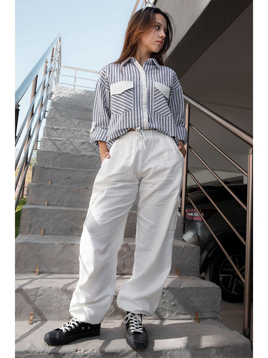 İndigo Kız Çocuk Kargo Cepli 2'li Takım 20505-4