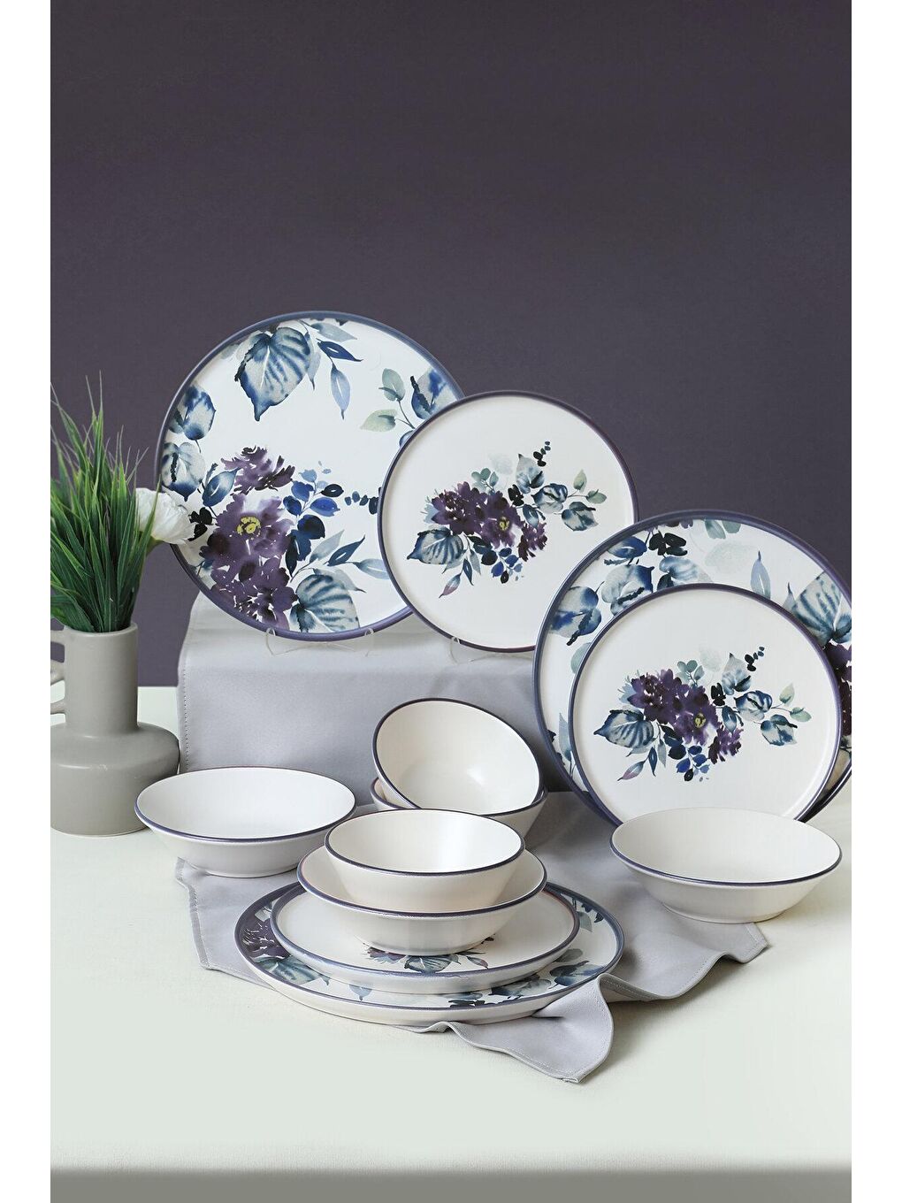 Karışık Purple Flower Yemek Takımı 24 Parça 6 Kişilik-5
