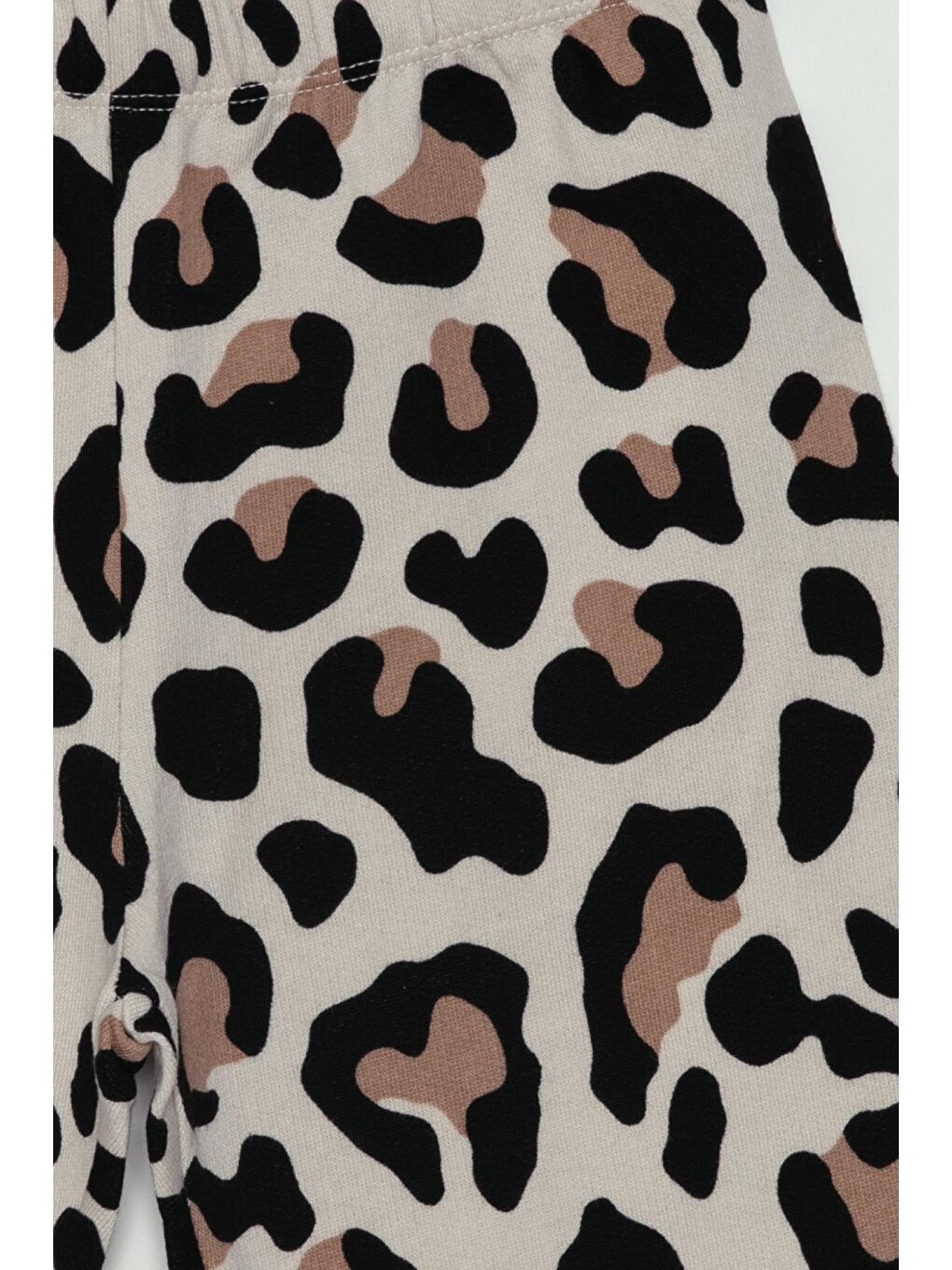 Kahverengi Leopar Desenli Lastikli Kız Çocuk Şort-2