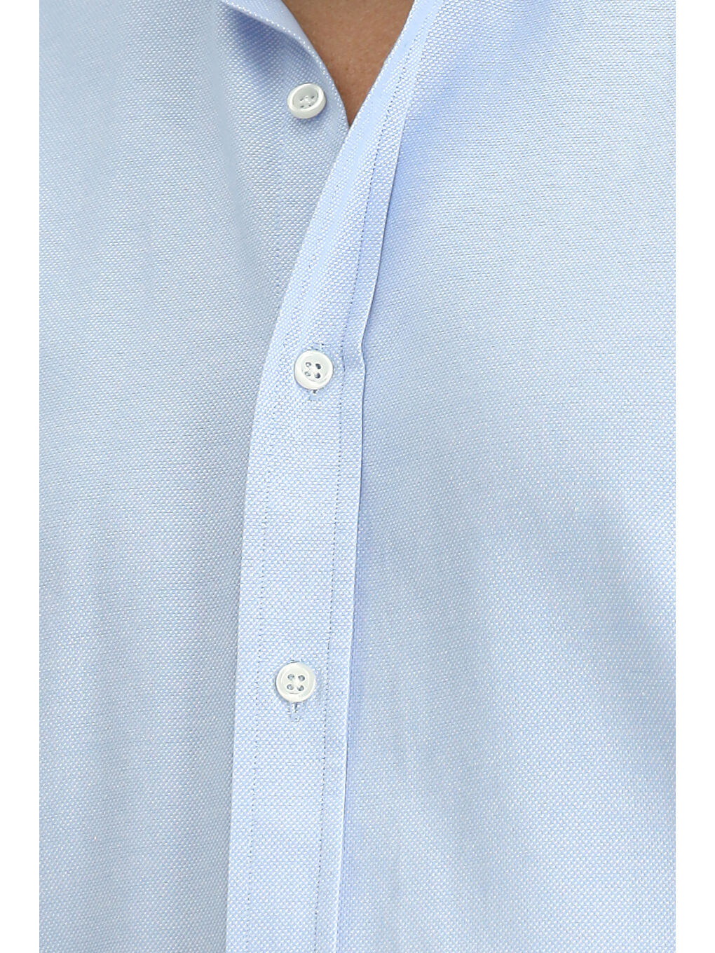 Mavi Uzun Kol Slim Fit Düğmeli Yaka Oxford Pamuklu Kolay Ütülenebilir Büyük Beden Gömlek-4