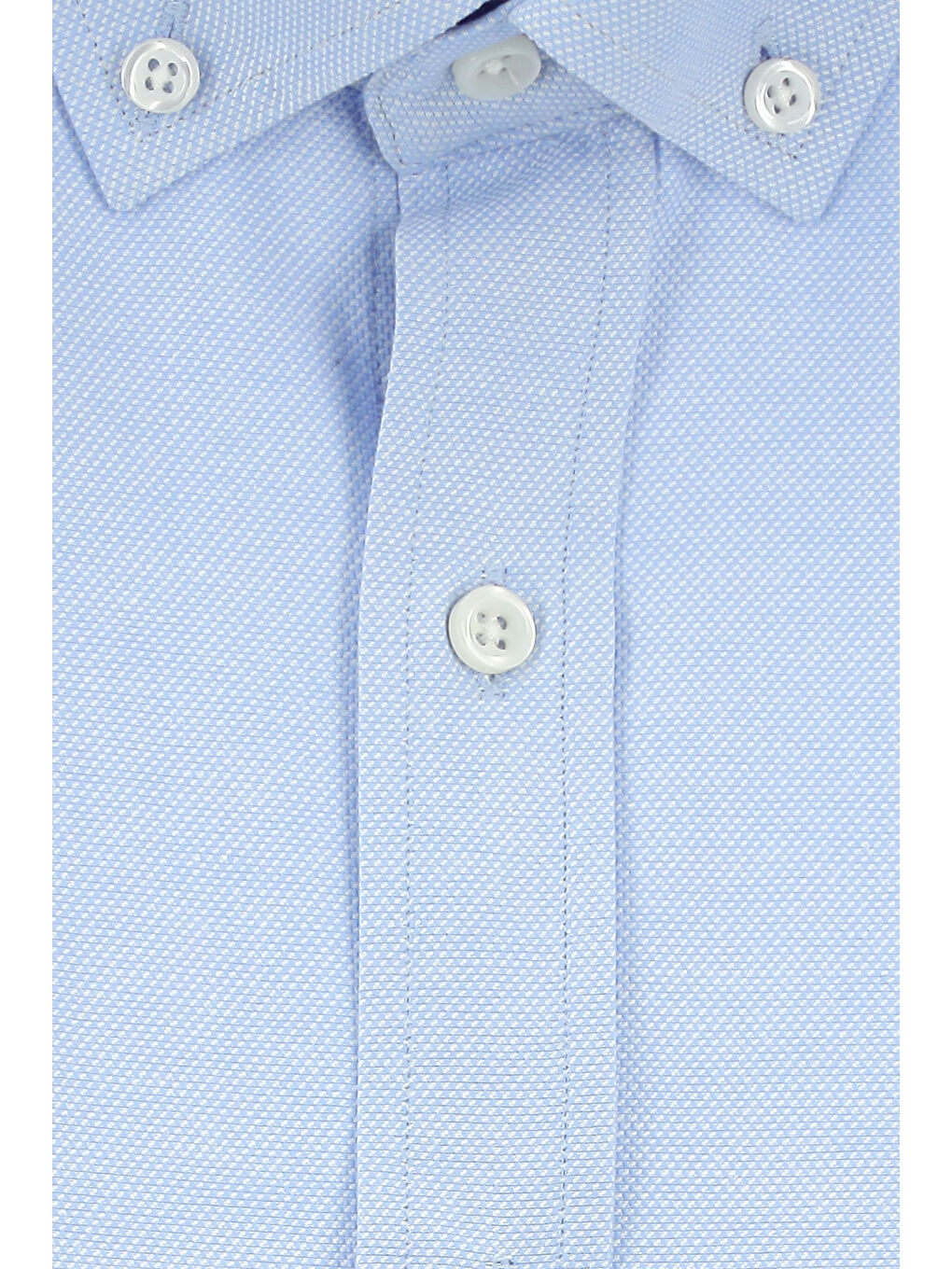 Mavi Uzun Kol Slim Fit Düğmeli Yaka Oxford Pamuklu Kolay Ütülenebilir Büyük Beden Gömlek-7