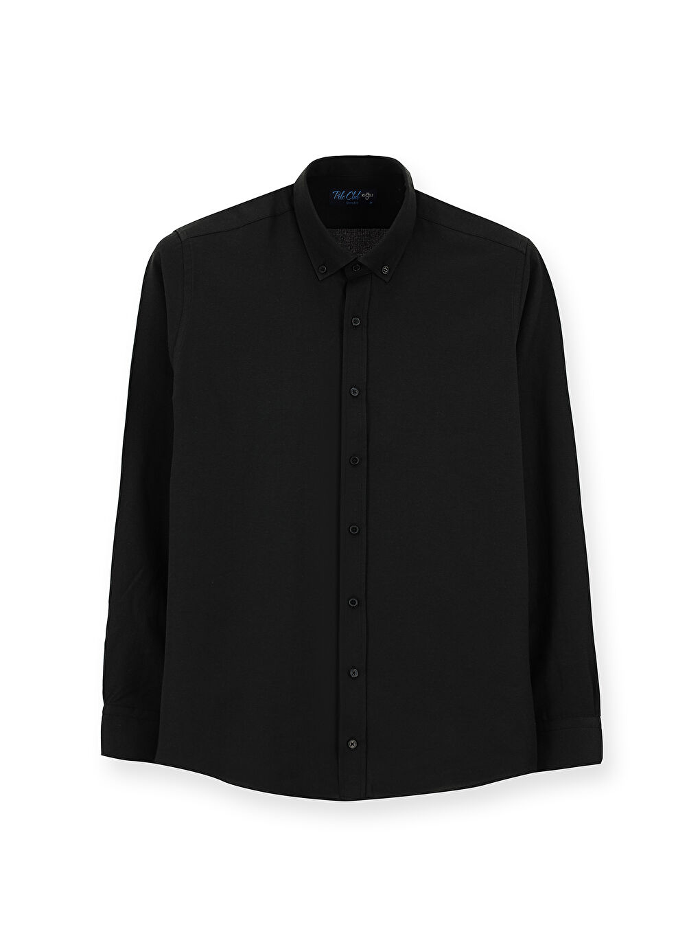 Siyah Uzun Kol Slim Fit Düğmeli Yaka Oxford Pamuklu Kolay Ütülenebilir Büyük Beden Gömlek-5