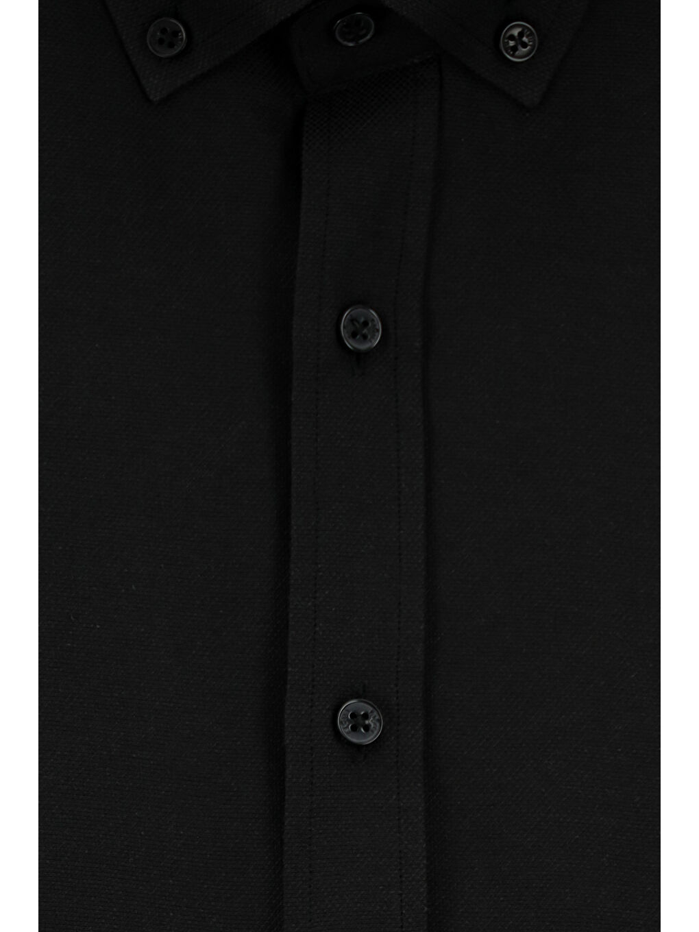 Siyah Uzun Kol Slim Fit Düğmeli Yaka Oxford Pamuklu Kolay Ütülenebilir Büyük Beden Gömlek-7
