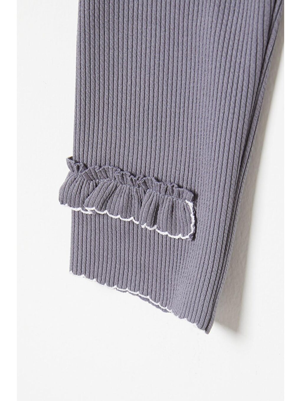 Kız Çocuk Fitilli Fırfırlı 2li Tayt Siyah-Gri 16364-1