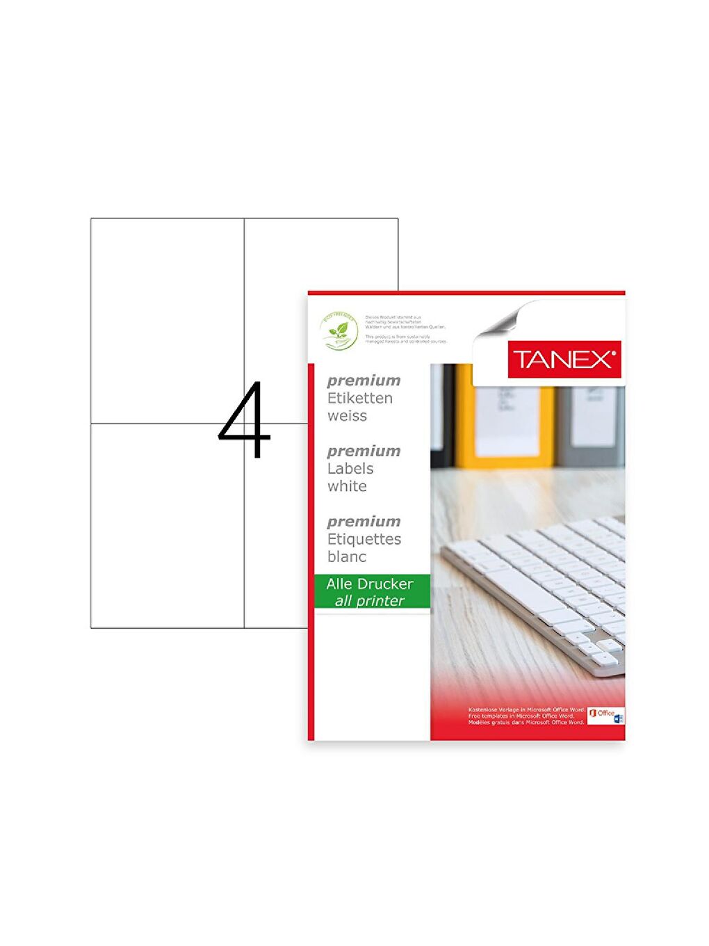 TW-2204 105x148,5 mm Laser Etiket 100 Adet