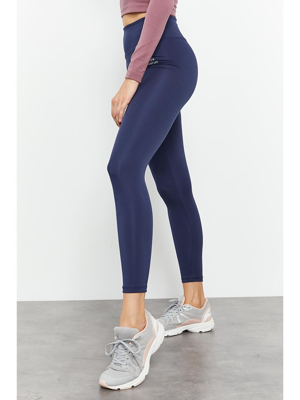 İndigo Yüksek Bel Streç Slim Fit Dar Paça Kadın Tayt - 94545-1