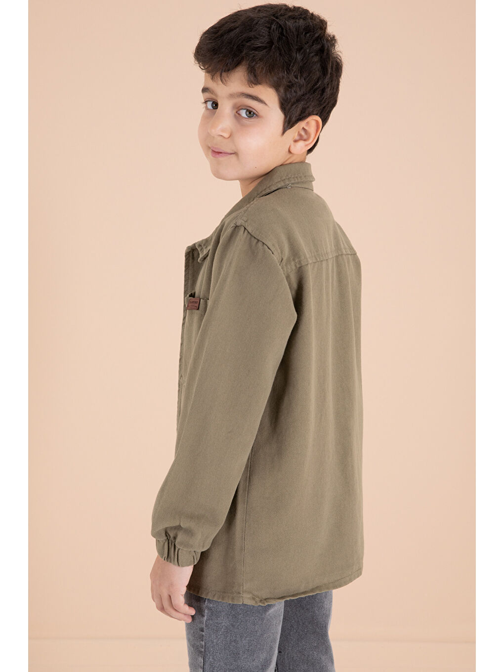 Haki Düğmeli Gömlekli Jean Pantolonlu Erkek Çocuk 3lü Takım 19970-1