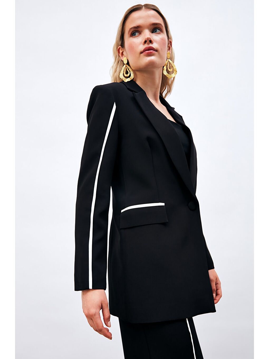 Kontrast Salaş Ceket - Siyah