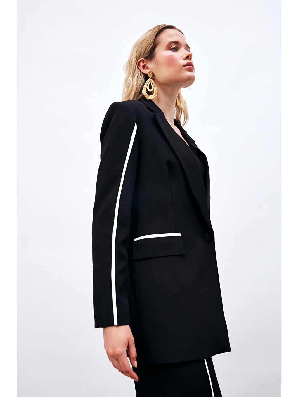 Kontrast Salaş Ceket - Siyah-1