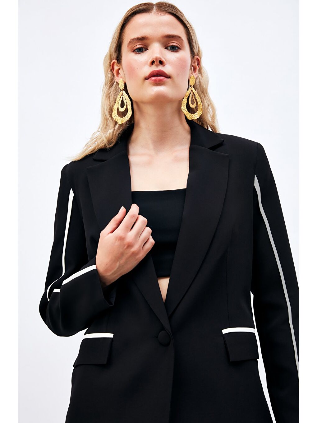 Kontrast Salaş Ceket - Siyah-2