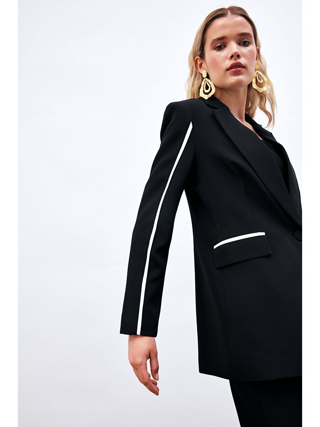 Kontrast Salaş Ceket - Siyah-4