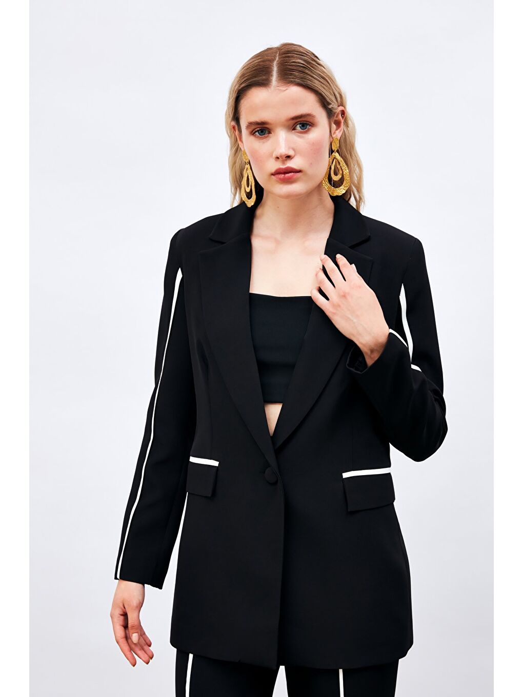 Kontrast Salaş Ceket - Siyah-5