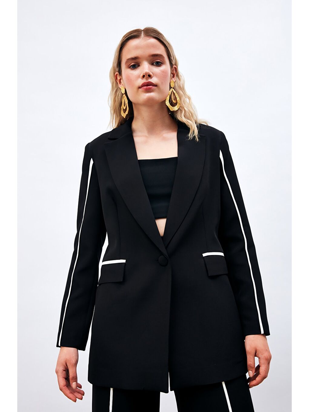 Kontrast Salaş Ceket - Siyah-6