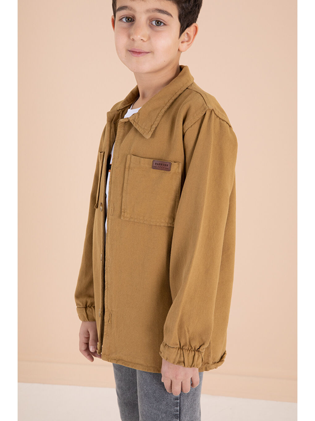 Sarı Hardal Düğmeli Gömlekli Jean Pantolonlu Erkek Çocuk 3lü Takım 19972-1