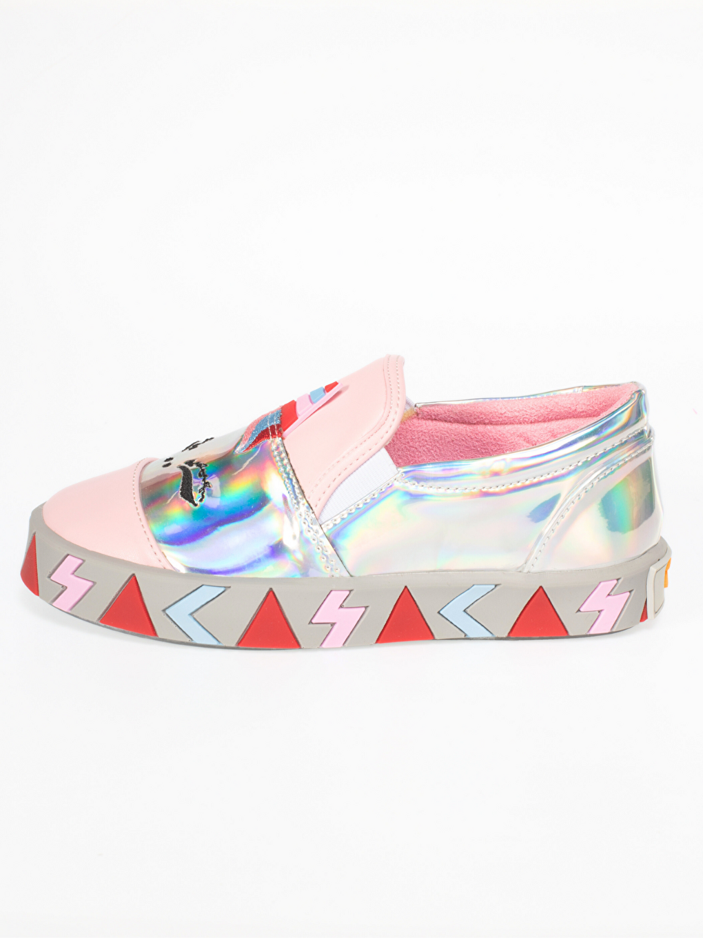 Gri Unique Kısa Hologram Ortopedik Kız Çocuk Sneakers