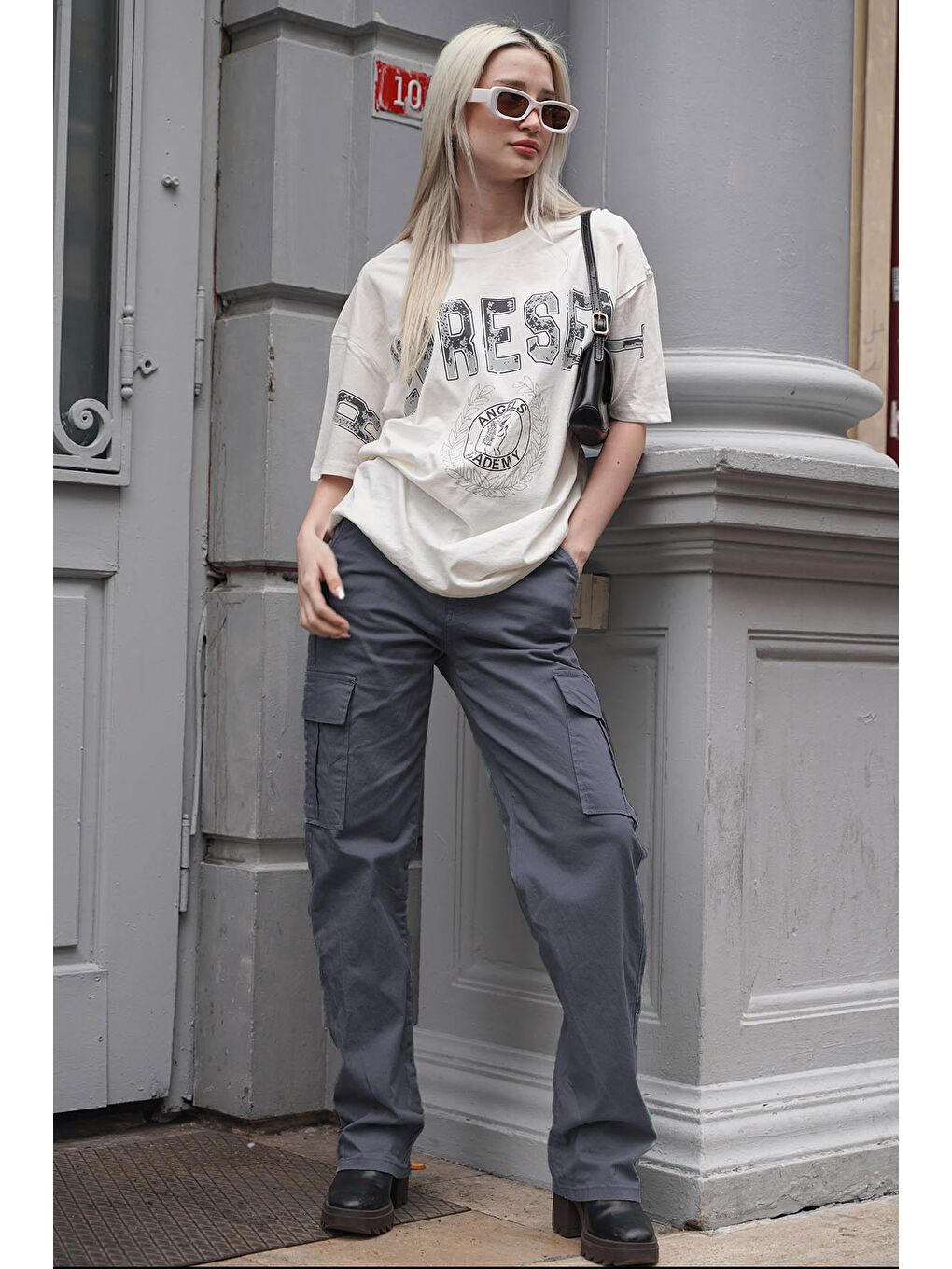 Gri Füme Cep Detaylı Kargo Pantolon Mg1602-1