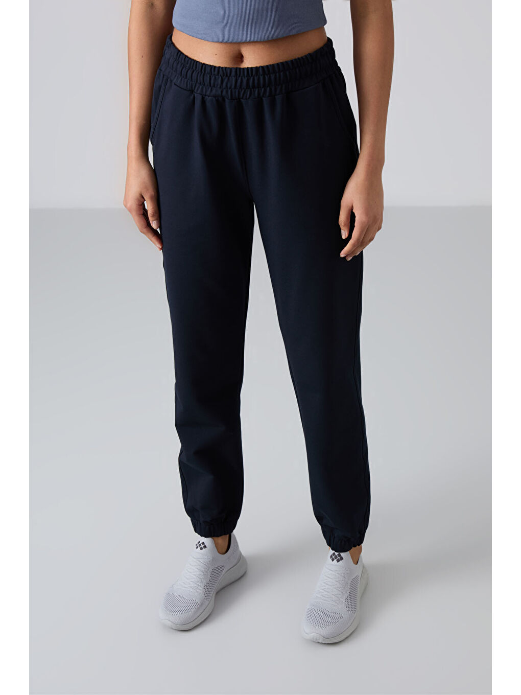 Lacivert Cepli Yüksek Bel Rahat Form Lastik Paça Kadın Eşofman Alt - 94583-1