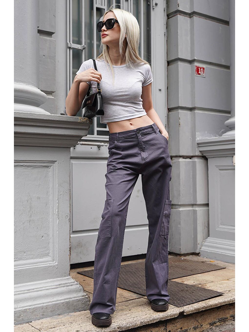 Gri Füme Straight Fit Kargo Pantolon Mg1601-4