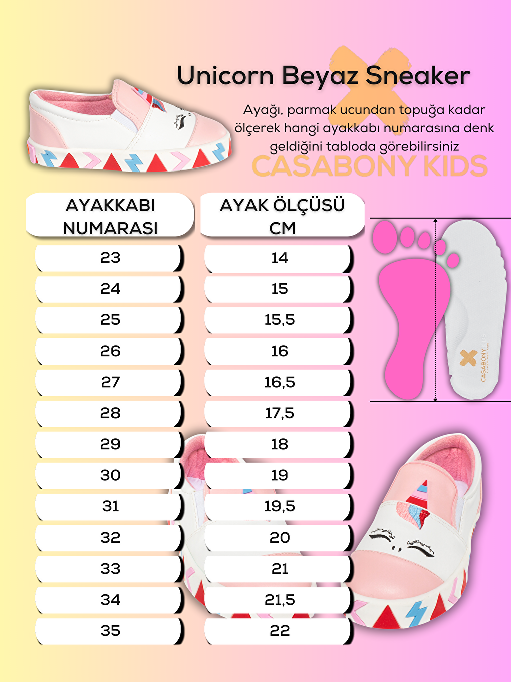 Casabony Beyaz Lastikli Kız Sneakers - 4