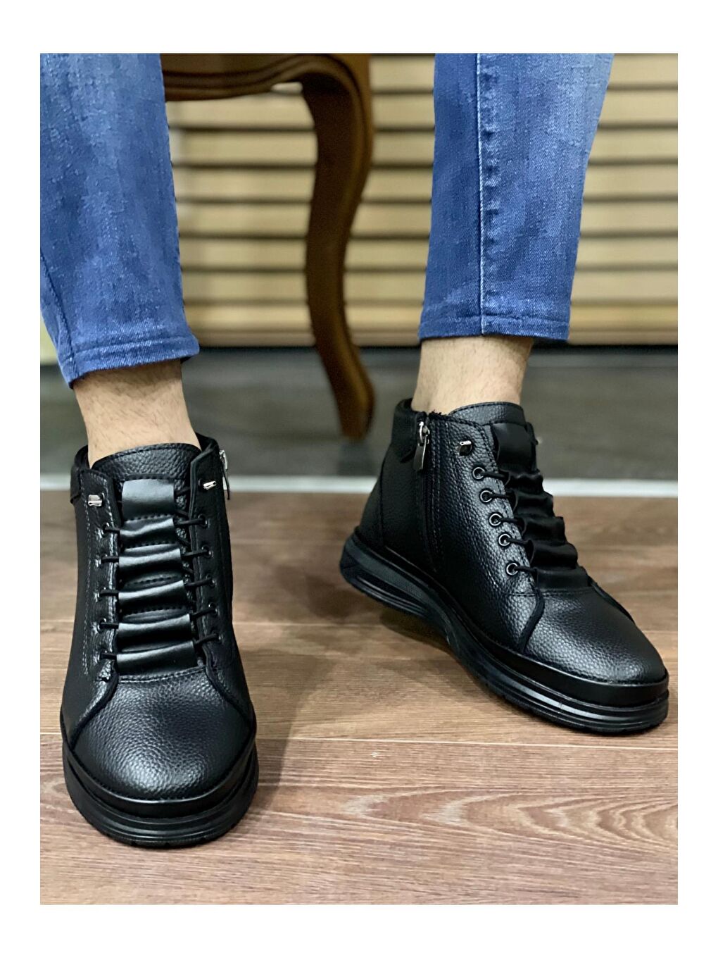 Siyah VİCTR Garantili Erkek Kışlık Bağcıklı Fermuarlı Bot-3