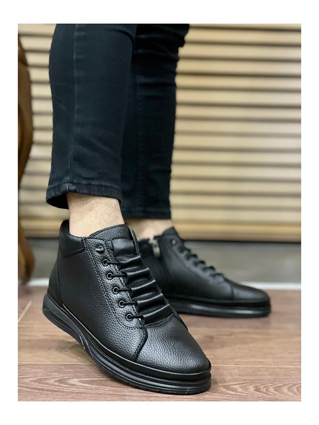 Siyah VİCTR Garantili Erkek Kışlık Bağcıklı Fermuarlı Bot-4