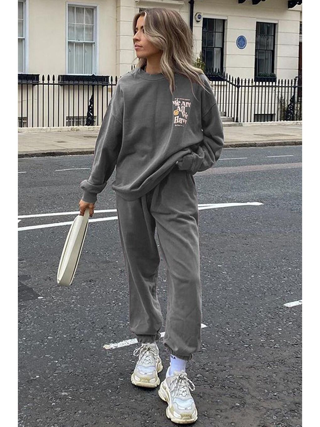 Gri Füme Kadın Eşofman Takım Mg1278