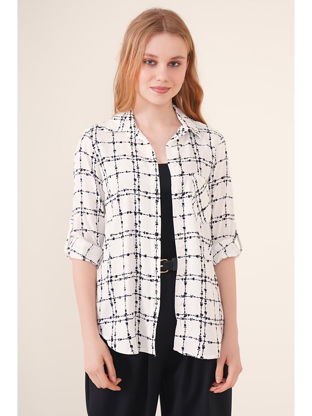 3639 TEK CEPLİ GÖMLEK - A.Beyaz-3