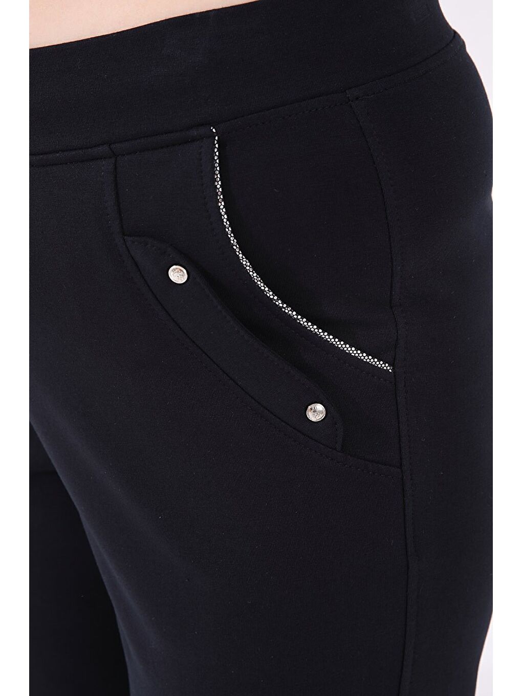 Lacivert Cepli Rahat Form Klasik Paça Kadın Büyük Beden Eşofman Alt - 94017-3