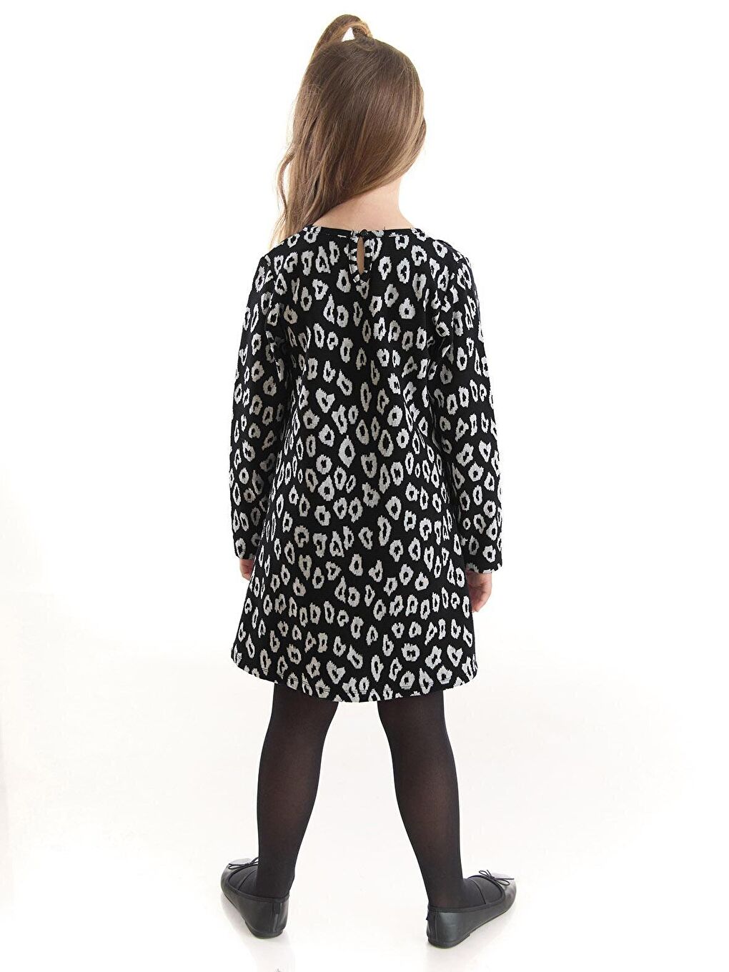 Karışık Çiçekli Kedi Kız Çocuk Elbise-1