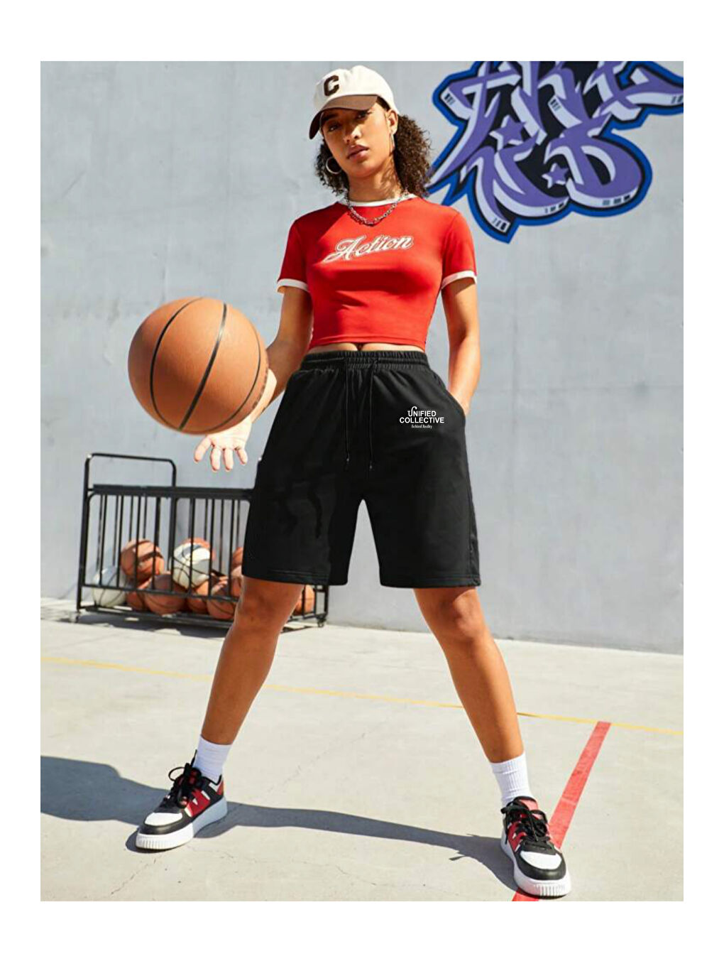 Siyah Kadın Unified Collective Baskılı Standart &Regular Kalıp Şort SPR25SRK084