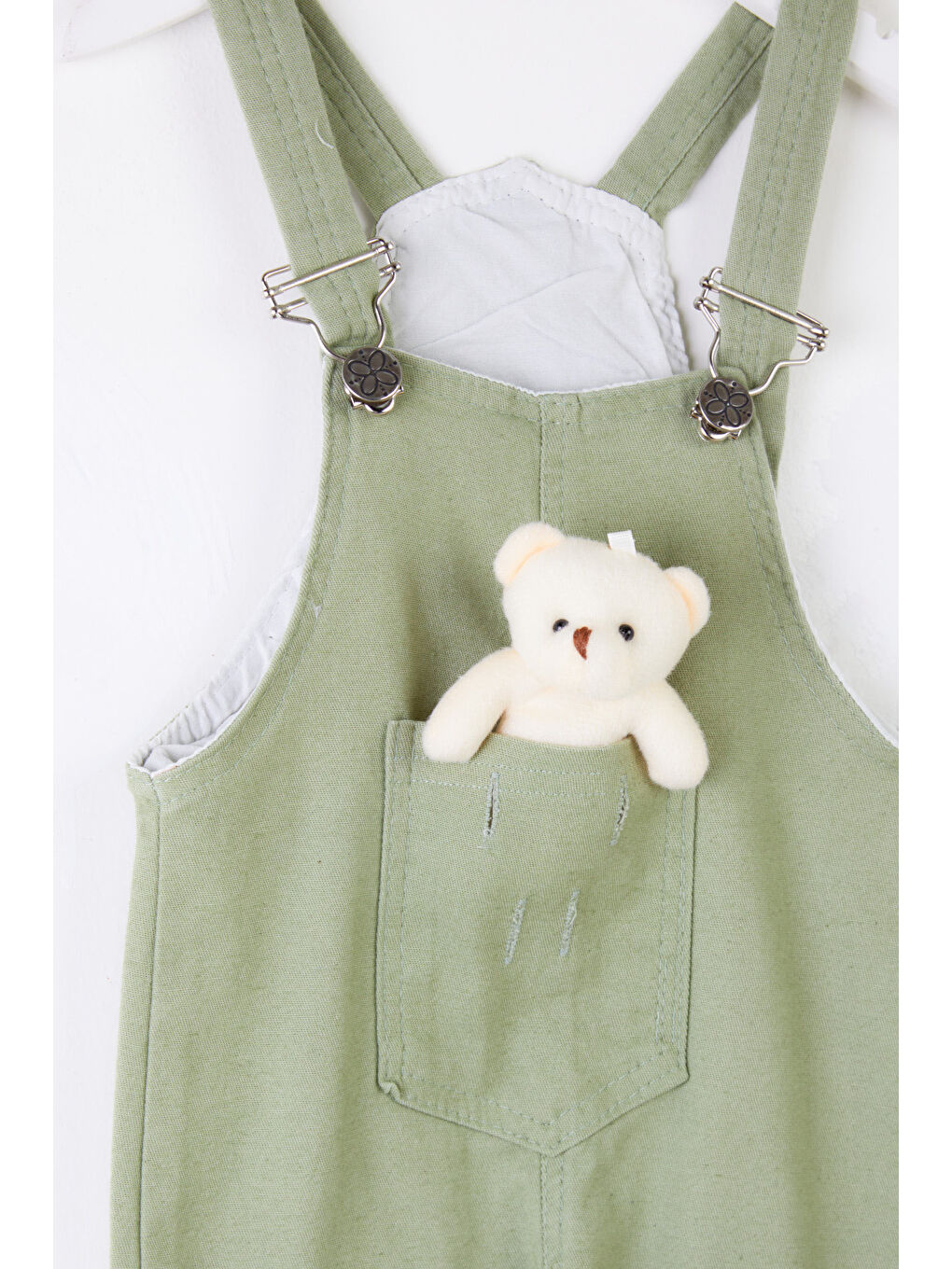 Kız Çocuk Haki Ayıcıklı Salopet - 25358-1