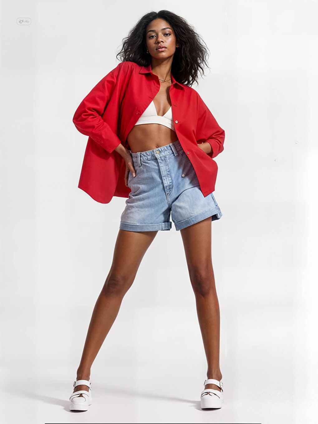 Kadın Kırmızı Oversize Uzun Basic Gömlek HZL22W-BD139001-1