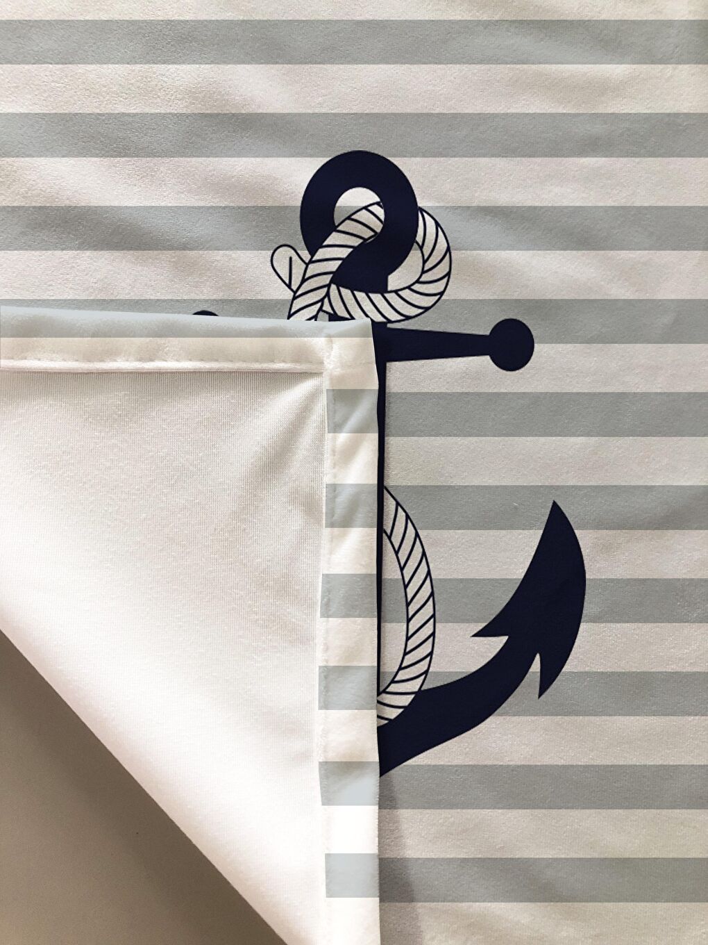 Karışık Çapa Desenli Çocuk Ve Bebek Odası TEK KANAT Fon Perde-1