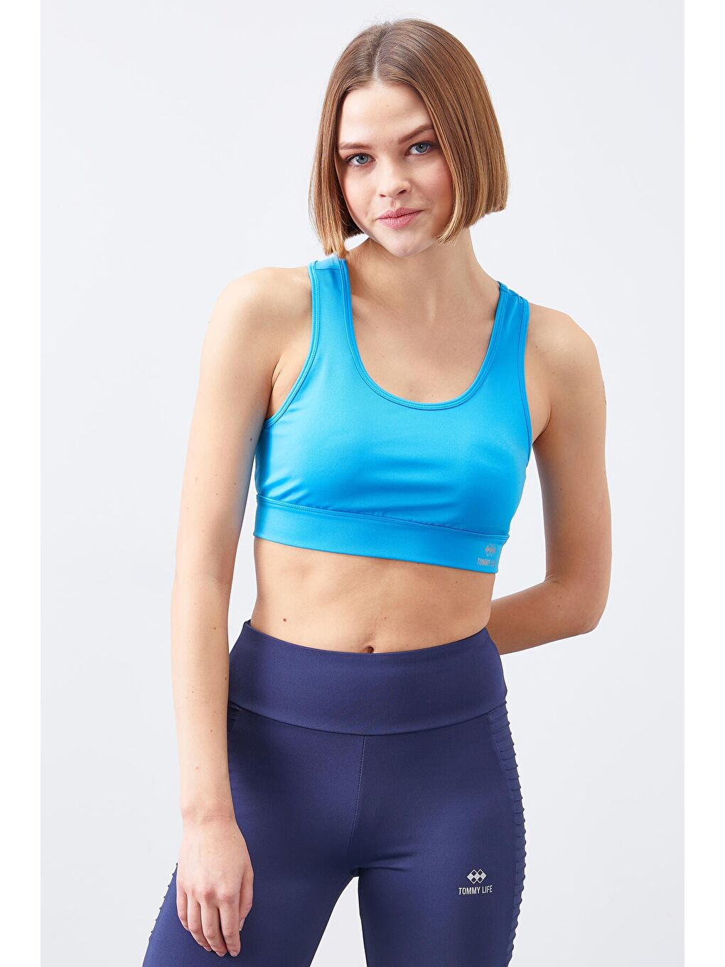 Turkuaz Sırt Detaylı Dar Kalıp U Yaka Kadın Spor Büstiyer - 97120-2