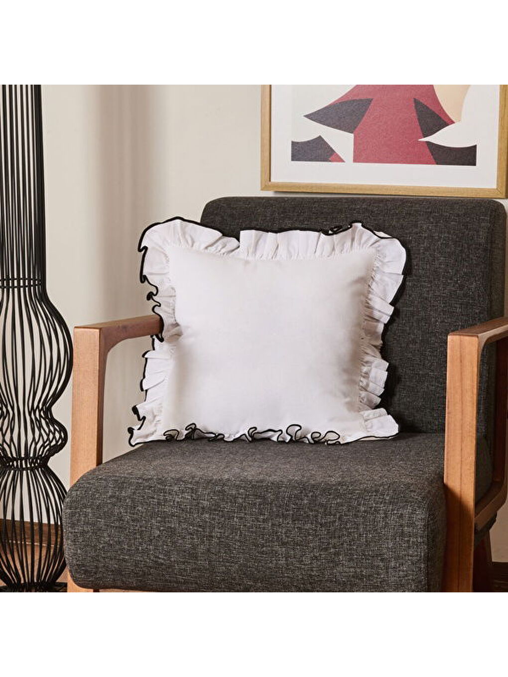 Evidea Soft Elegant Kırlent - Beyaz - 40x40 cm