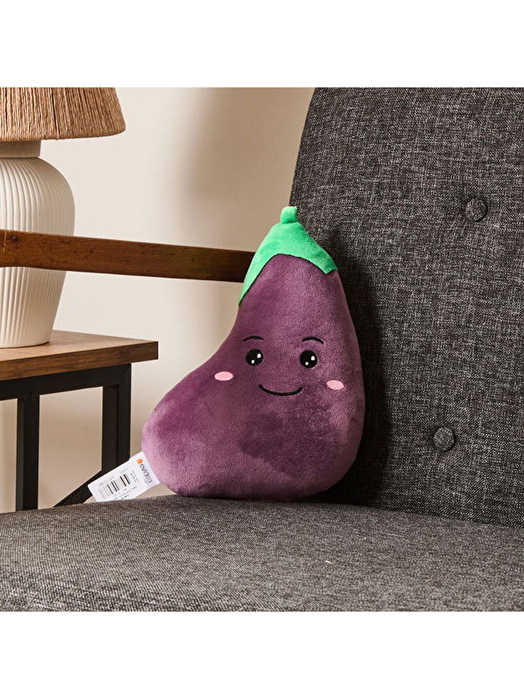 Evidea Soft Patlıcan Figürlü Yastık - Mor - 25 cm