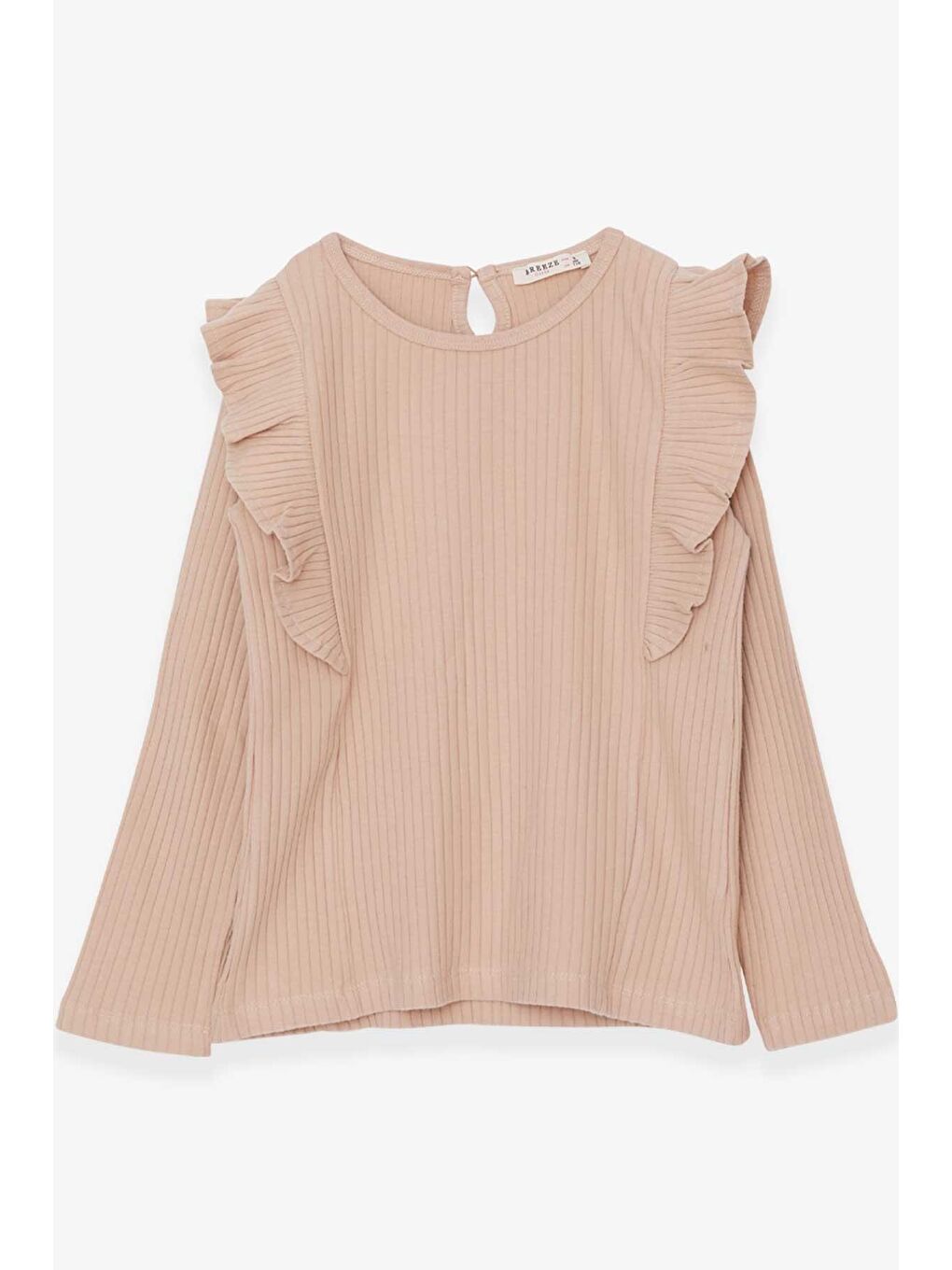Kız Çocuk Uzun Kollu Bluz Omuzu Fırfırlı Bej (6-12 Yaş)
