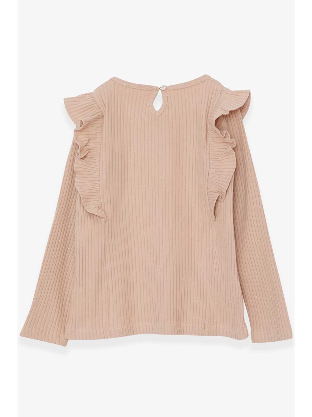Kız Çocuk Uzun Kollu Bluz Omuzu Fırfırlı Bej (6-12 Yaş)-1
