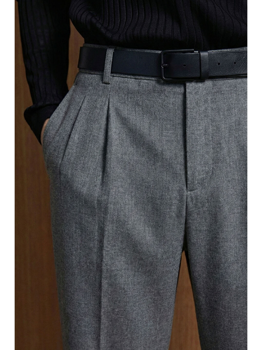 Erkek Baggy Fit Kumaş Pantolon Antrasit-1