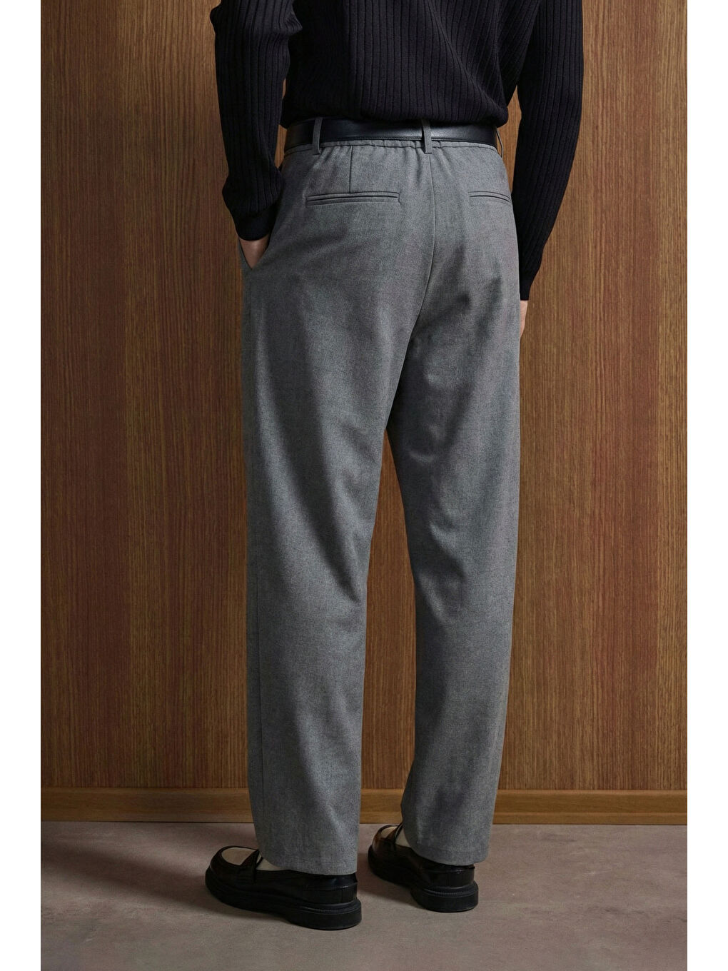 Erkek Baggy Fit Kumaş Pantolon Antrasit-3