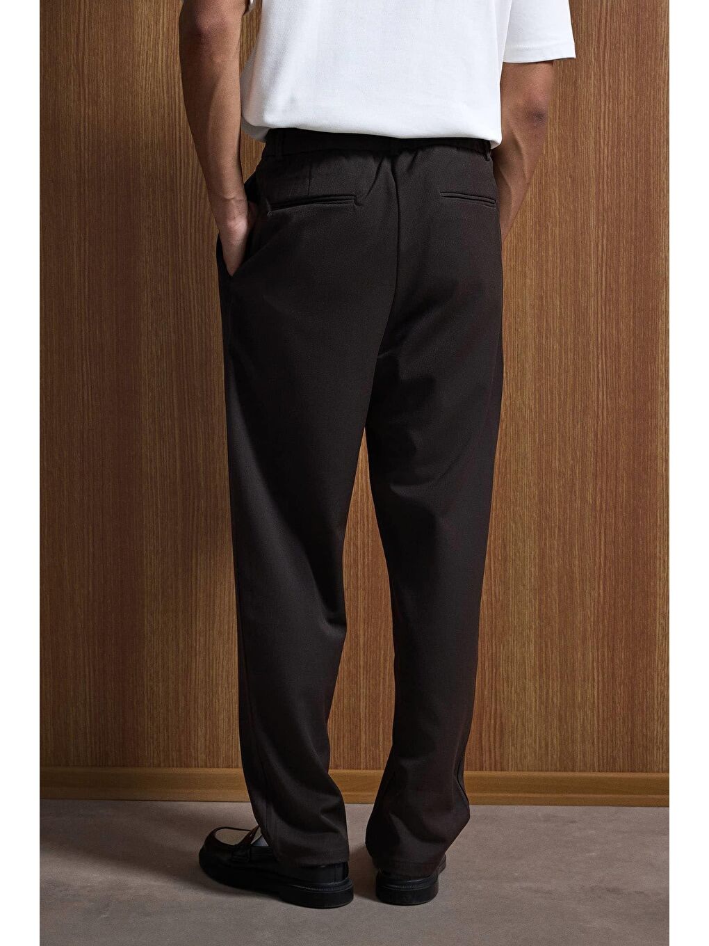 Kahverengi Baggy Fit Kumaş Erkek Pantolon Kahve-3