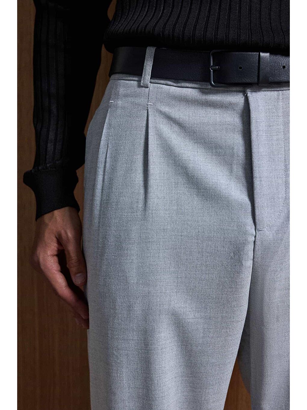 Baggy Fit Kumaş Erkek Pantolon Gri-1