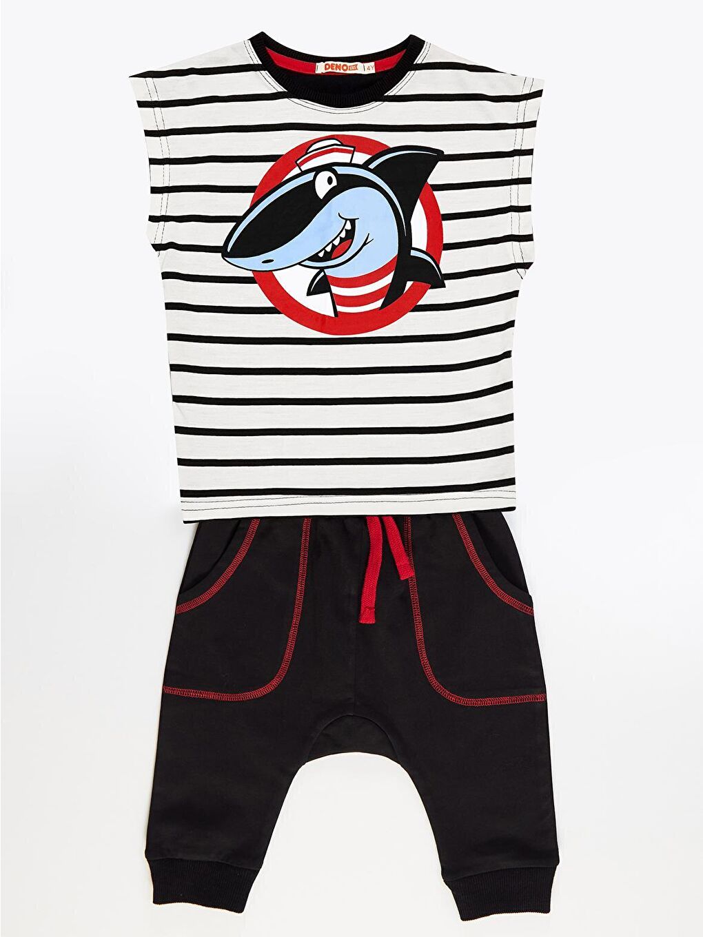 Karışık Denizci Çizgili Erkek Çocuk Kapri Takım-2